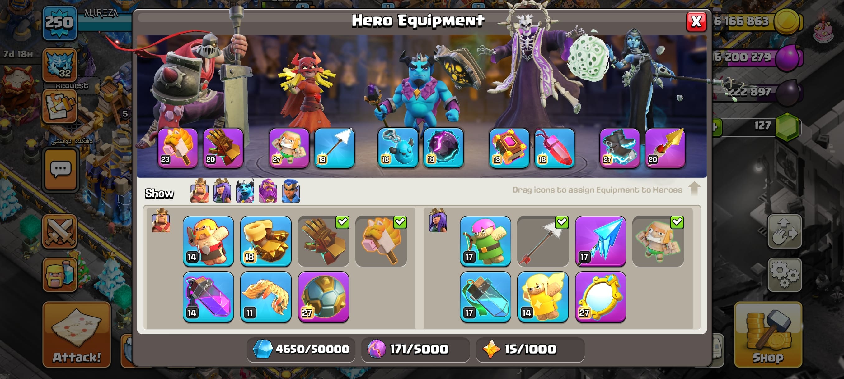 اکانت کلش اف کلنز تاون هال 18 لول 250 کد 115361 11 اکانت کلش اف کلنز تاون هال 18 لول 250 کد 115361 - Image 11