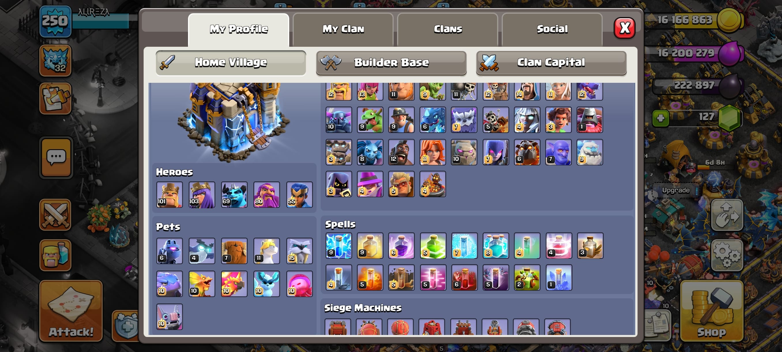 اکانت کلش اف کلنز تاون هال 18 لول 250 کد 115361 2 اکانت کلش اف کلنز تاون هال 18 لول 250 کد 115361 - Image 2