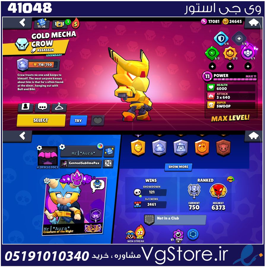اکانت براول استارز کاپ 11500 کد 41048 1 اکانت براول استارز کاپ 11500 کد 41048