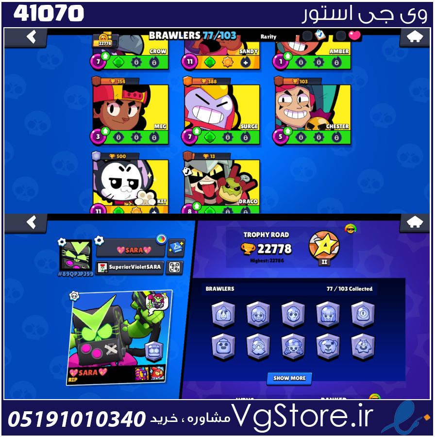 اکانت براول استارز کاپ 22800 کد 41070 1 اکانت براول استارز کاپ 22800 کد 41070
