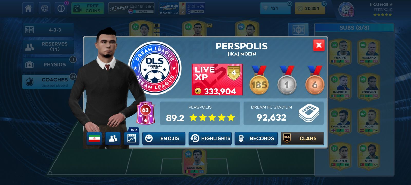 اکانت بازی Dream league soccer لول 63 کد 814412 4 اکانت بازی Dream league soccer لول 63 کد 814412 - Image 4