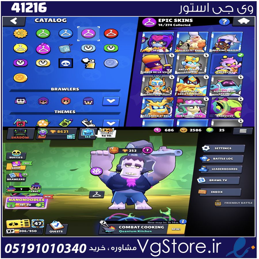 اکانت براول استارز کاپ 9000 کد 41216 1 اکانت براول استارز کاپ 9000 کد 41216