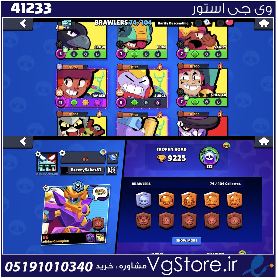 اکانت براول استارز کاپ 9225 کد 41233 1 اکانت براول استارز کاپ 9225 کد 41233