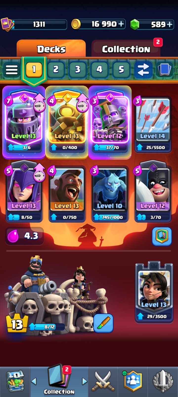 اکانت کلش رویال لول 1310 کد 34155 3 اکانت کلش رویال لول 1310 کد 34155 - Image 3