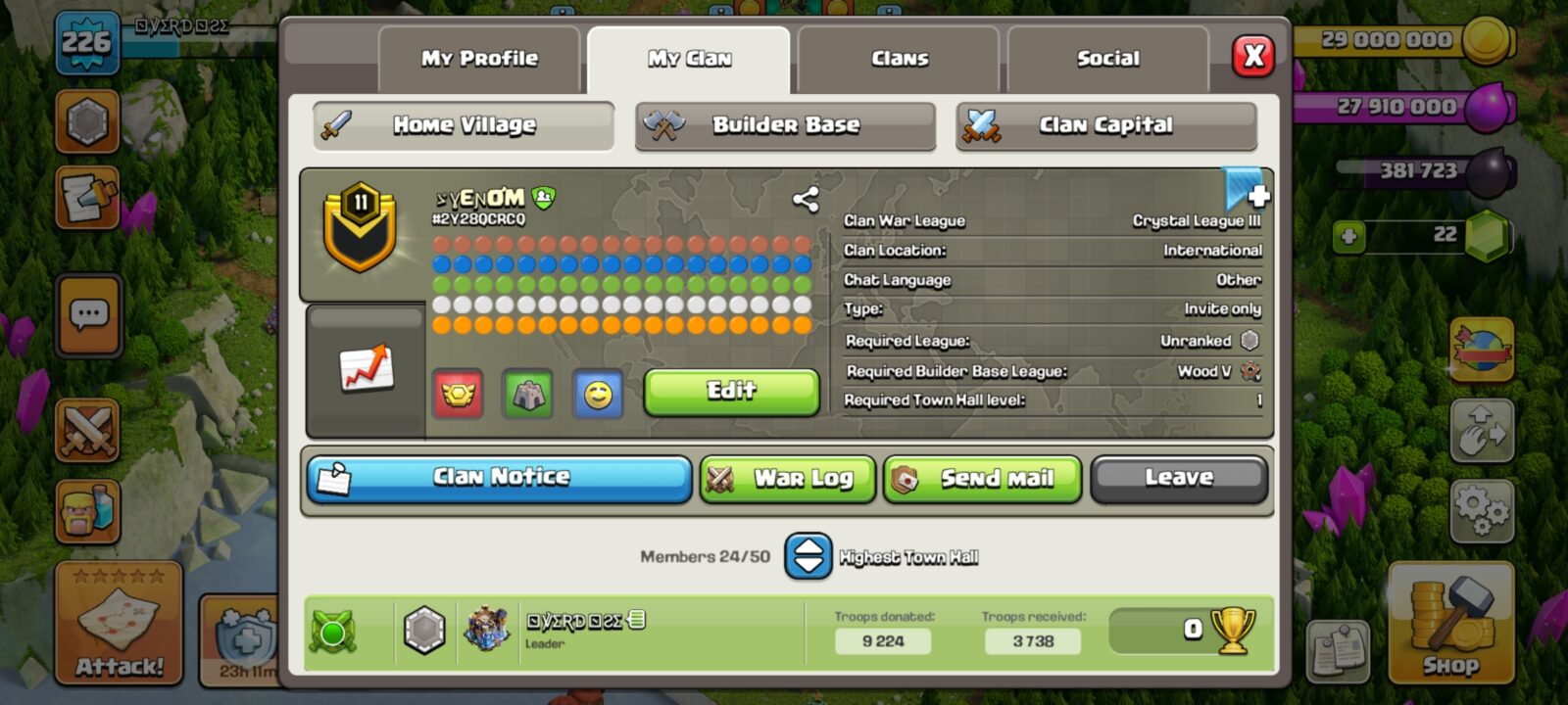 خرید کلن کلش لول 12 وارلیگ کریستال کد 401314 2 خرید کلن کلش لول 12 وارلیگ کریستال کد 401314 - Image 2