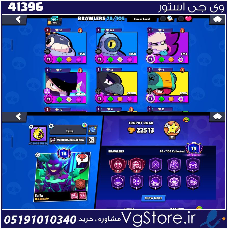 اکانت براول استارز کاپ 22513 کد 41396 1 اکانت براول استارز کاپ 22513 کد 41396