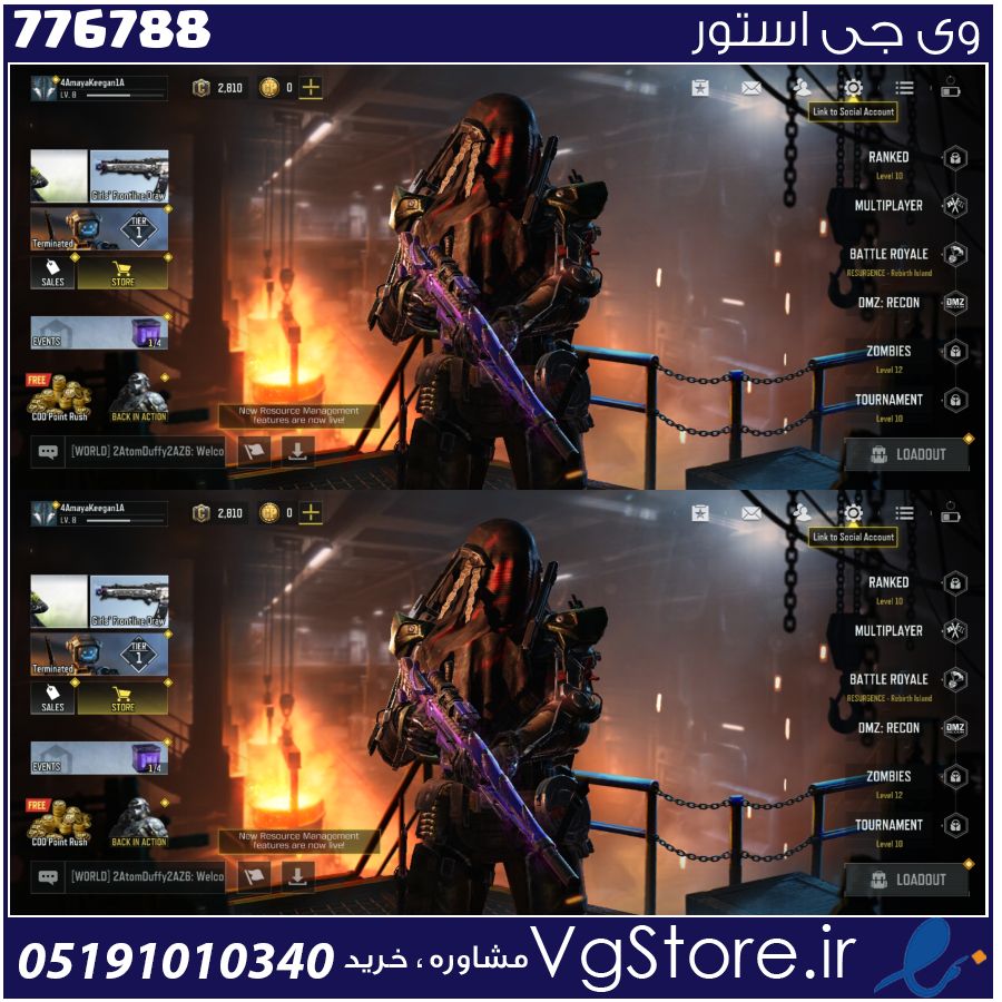 اکانت کالاف دیوتی موبایل لول 8 ریجن هند کد 776788 1 اکانت کالاف دیوتی موبایل لول 8 ریجن هند کد 776788