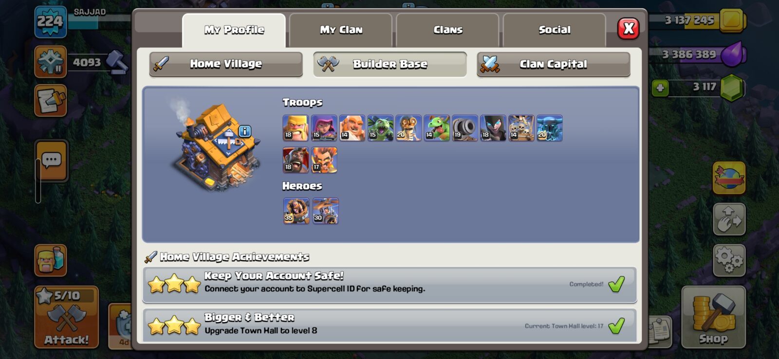 اکانت کلش اف کلنز تاون هال 17 لول 224 کد 122773 5 اکانت کلش اف کلنز تاون هال 17 لول 224 کد 122773 - Image 5