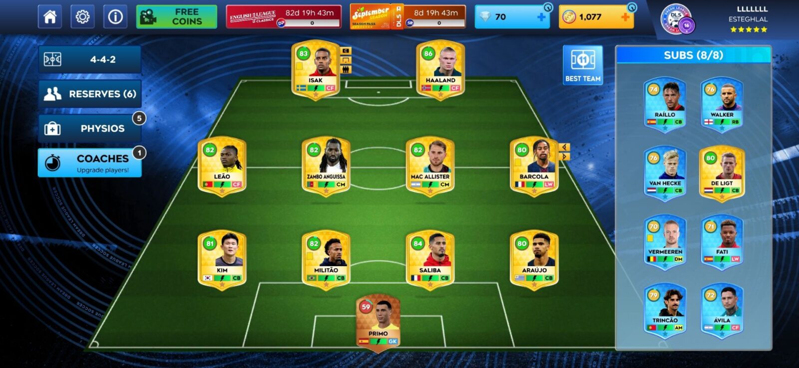 اکانت بازی دریم لیگ ساکر2026 لول 16 کد 816500 3 اکانت بازی دریم لیگ ساکر2026 لول 16 کد 816500 - Image 3