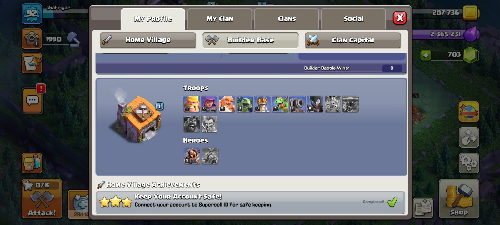 اکانت کلش اف کلنز تاون هال 12 لول 92 کد 123398 5 اکانت کلش اف کلنز تاون هال 12 لول 92 کد 123398 - Image 5