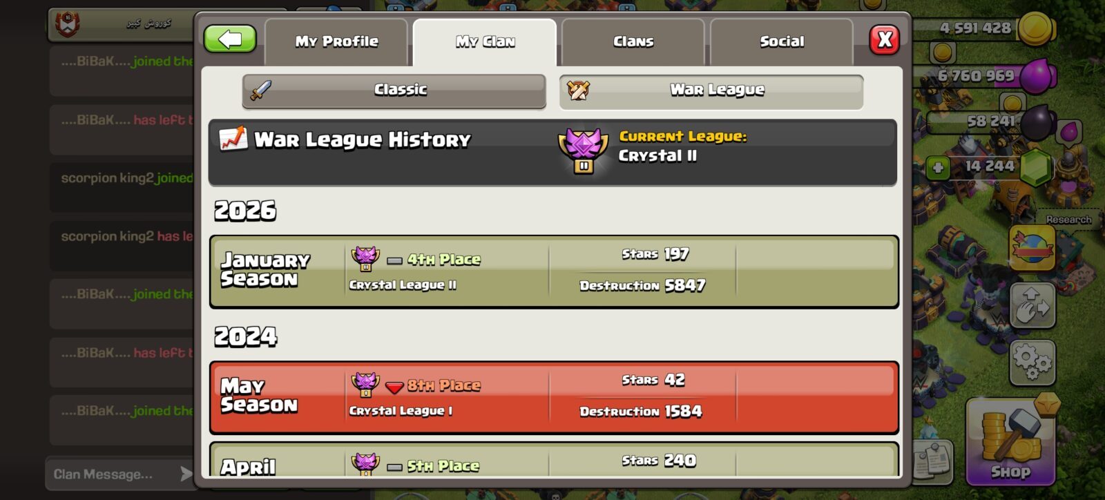 خرید کلن کلش لول 16 وارلیگ کریستال کد 401771 4 خرید کلن کلش لول 16 وارلیگ کریستال کد 401771 - Image 4