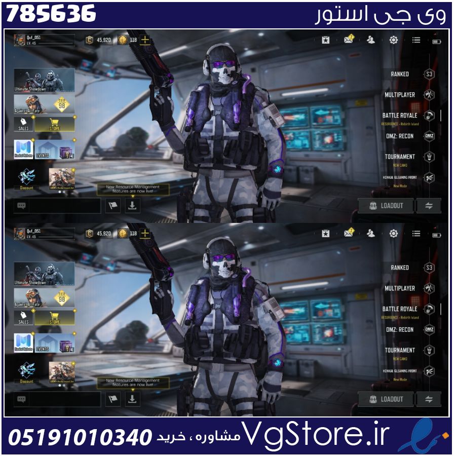 اکانت کالاف دیوتی موبایل لول 45 ریجن هند کد 785636 1 اکانت کالاف دیوتی موبایل لول 45 ریجن هند کد 785636