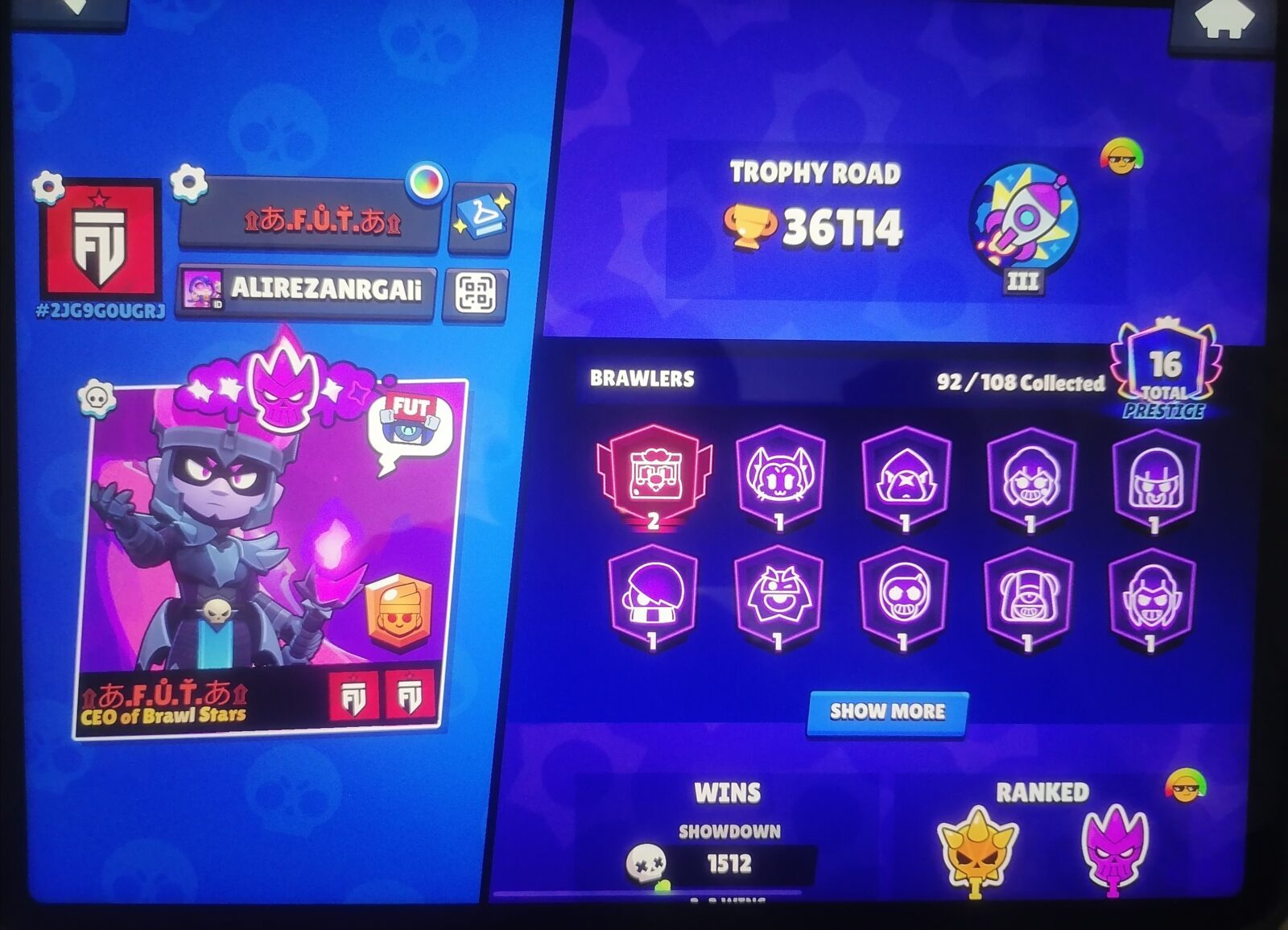 اکانت براول استارز کاپ 36200 کد 41940 2 اکانت براول استارز کاپ 36200 کد 41940 - تصویر 2