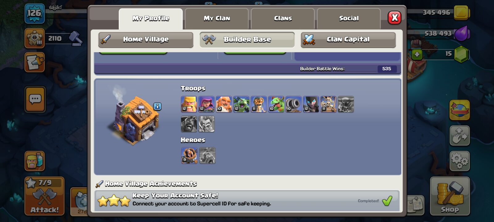 اکانت کلش اف کلنز تاون هال 12 لول 126 کد 127413 5 اکانت کلش اف کلنز تاون هال 12 لول 126 کد 127413 - تصویر 5