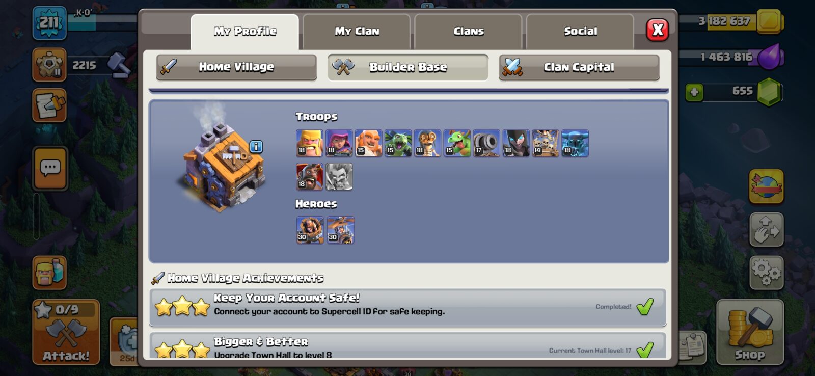 اکانت کلش اف کلنز تاون هال 17 لول 212 کد 127641 8 اکانت کلش اف کلنز تاون هال 17 لول 212 کد 127641 - تصویر 8