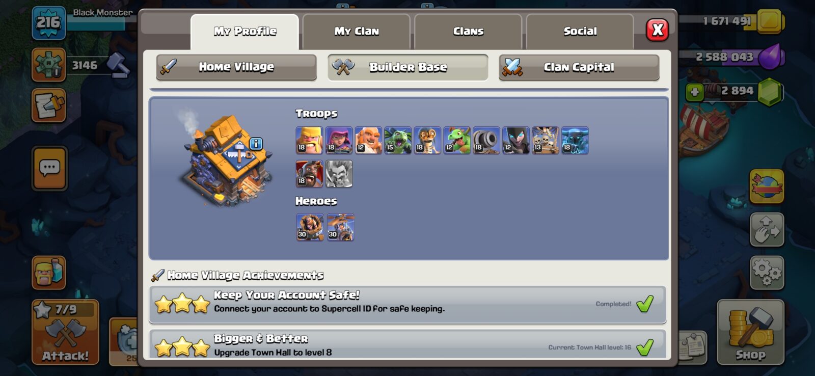 اکانت کلش اف کلنز تاون هال 16 لول 216 کد 127682 5 اکانت کلش اف کلنز تاون هال 16 لول 216 کد 127682 - تصویر 5
