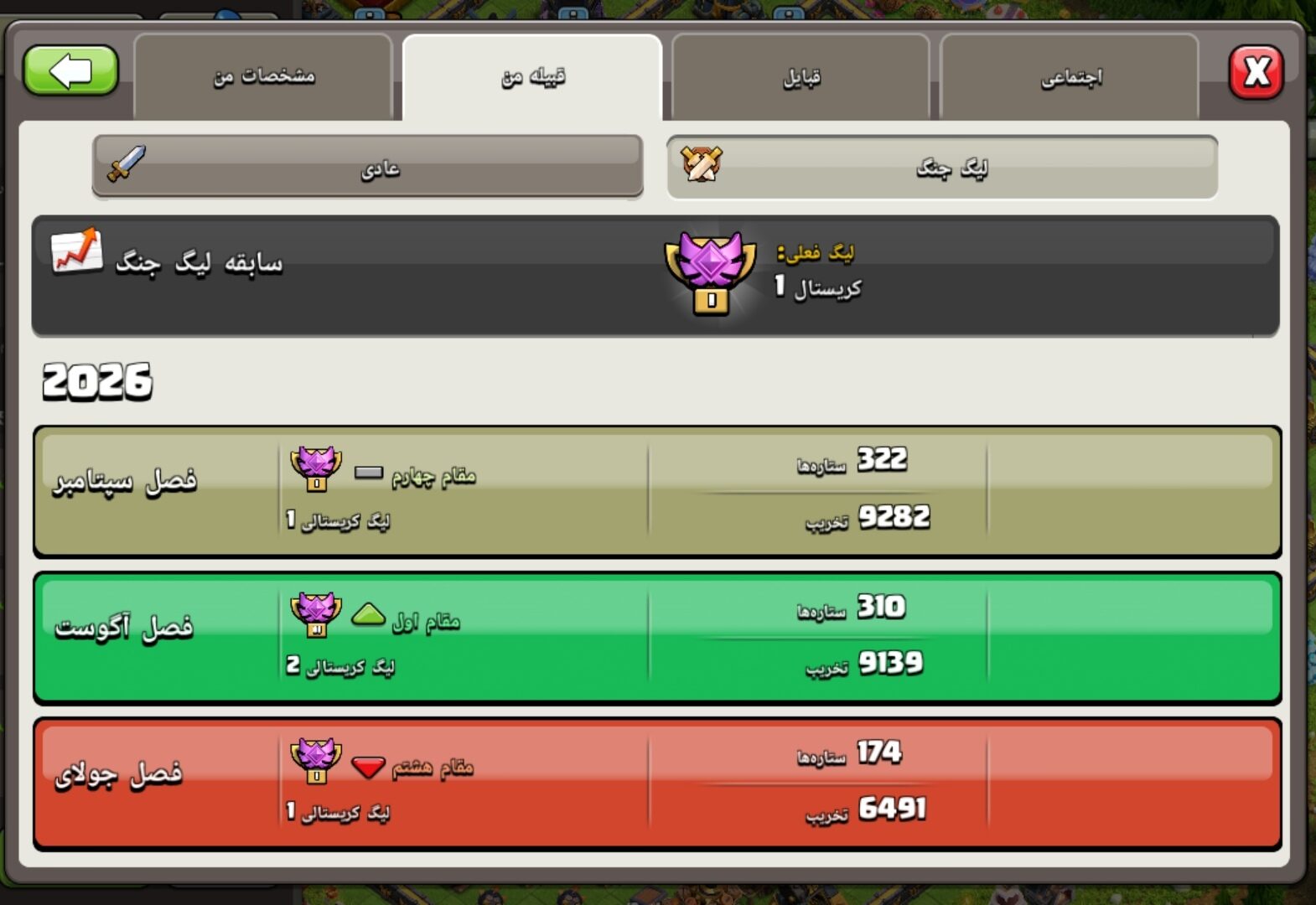 خرید کلن کلش لول 15 وارلیگ کریستال کد 402636 4 خرید کلن کلش لول 15 وارلیگ کریستال کد 402636 - تصویر 4