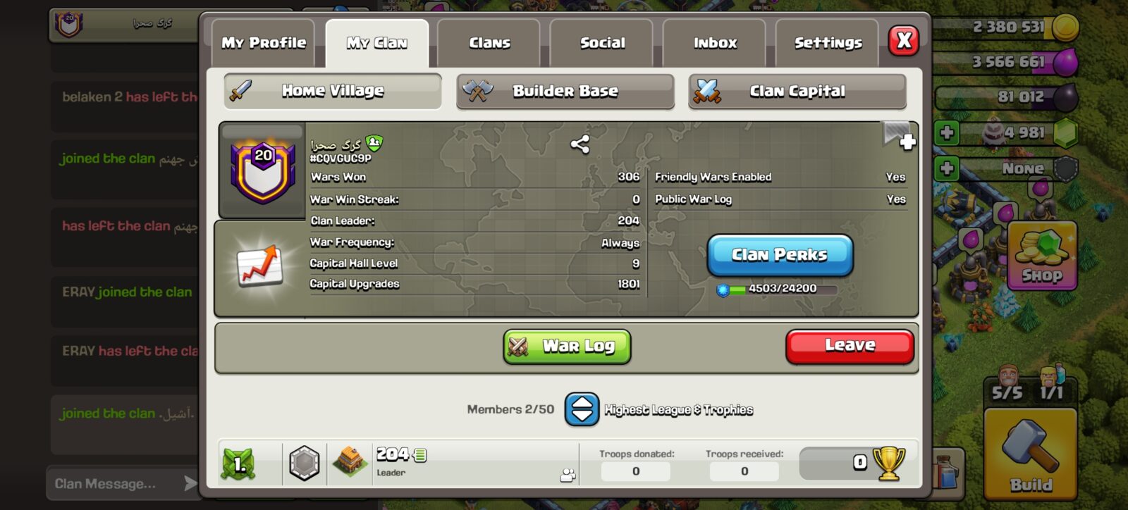 خرید کلن کلش لول 20 وارلیگ کریستال کد 402995 2 خرید کلن کلش لول 20 وارلیگ کریستال کد 402995 - تصویر 2